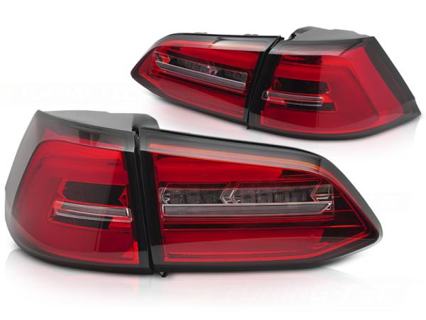 Voll LED Lightbar Rückleuchten für VW Golf 7 (VII) Variant Bj. 13-17 Rot/Chrom